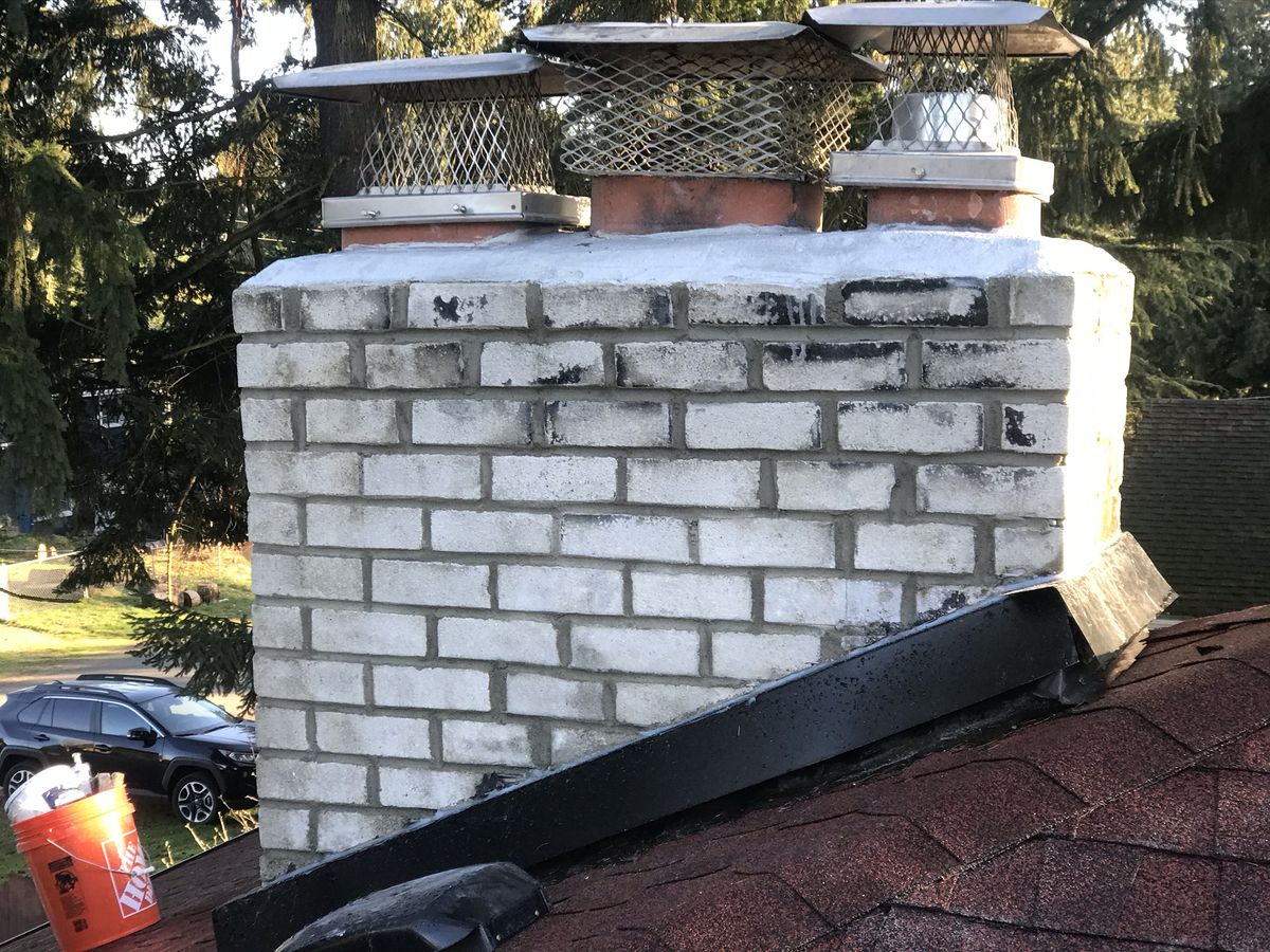 Professionally waterproofed chimney with protective coating